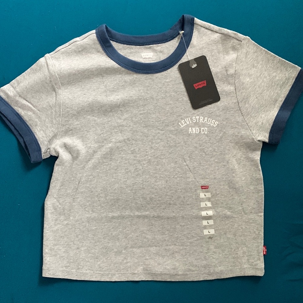 Brand New Gray w/ Navy Blue - women's - Levi's crop top - many sizes